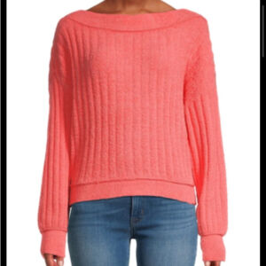 Free People Cabin Fever Coral Pullover Sz Medium